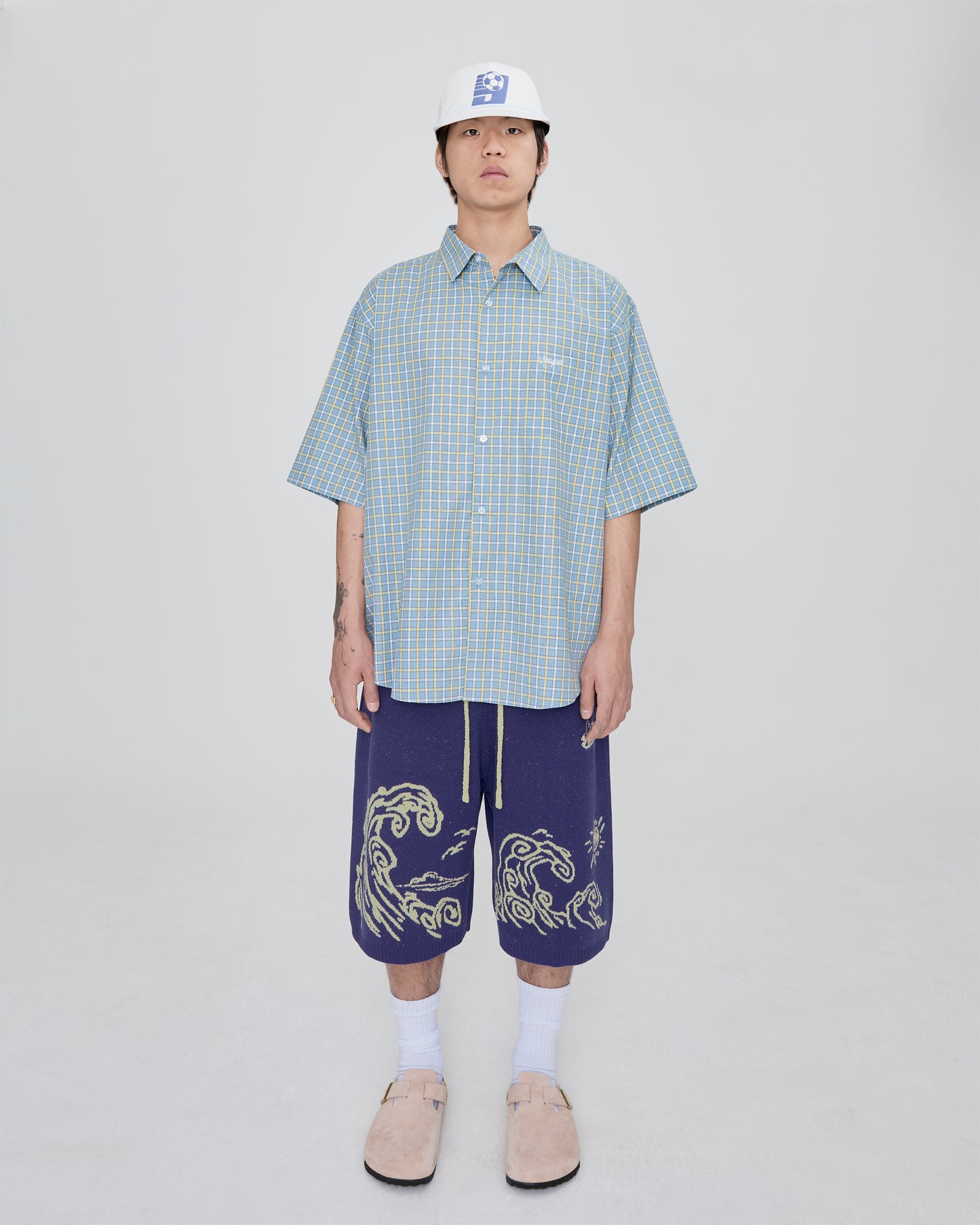 Wave Print Knit Shorts