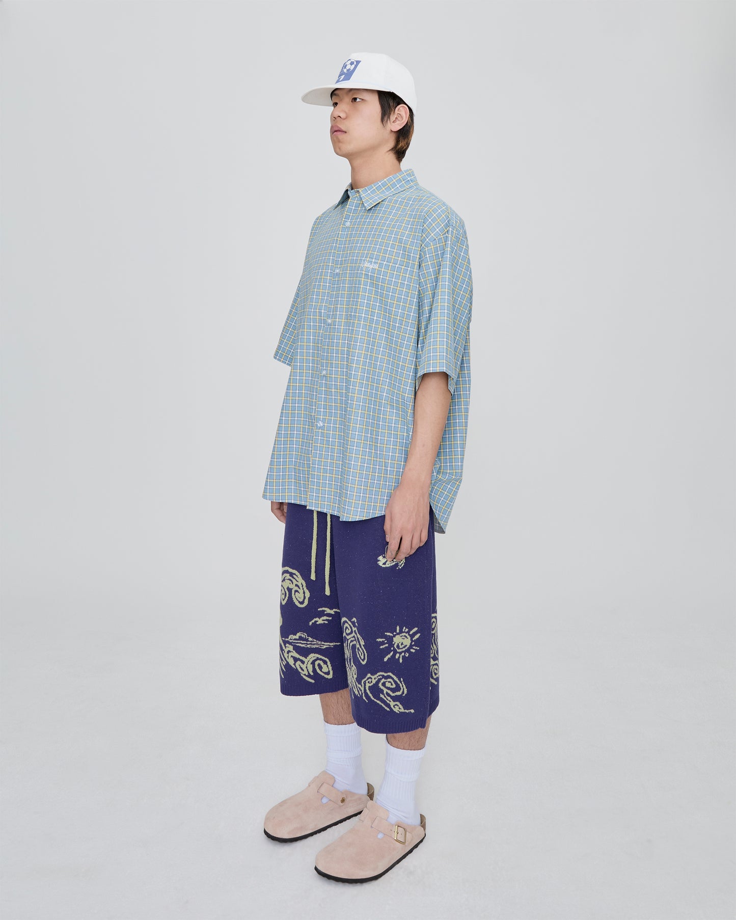 Wave Print Knit Shorts