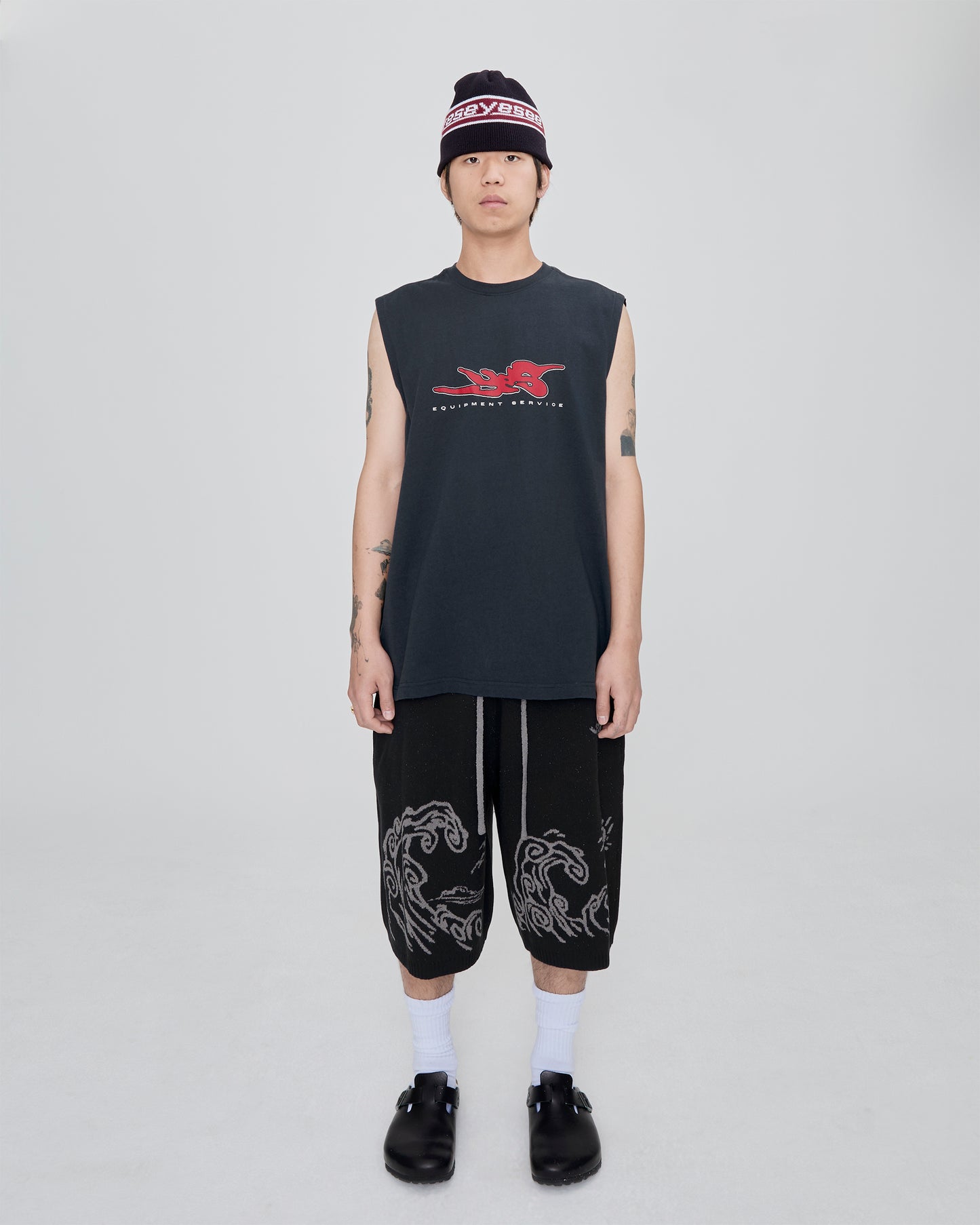 Wave Print Knit Shorts