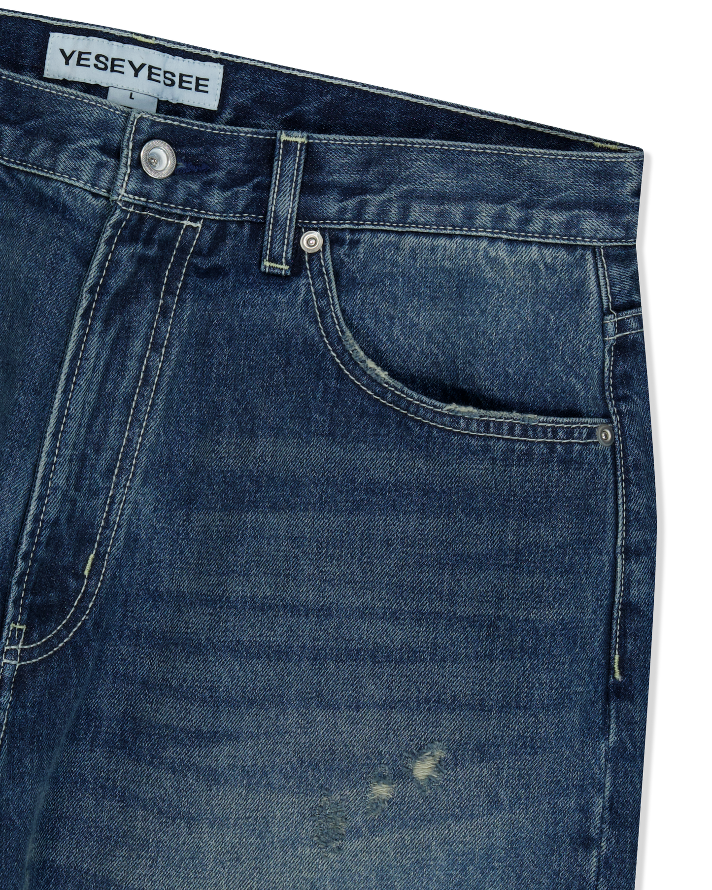 Distressed 5 Pockets Denim Pants