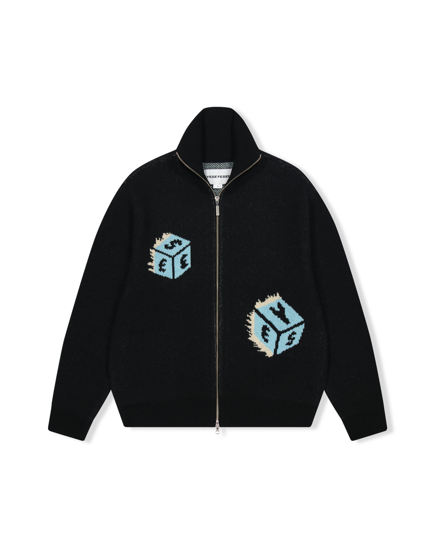 Y.E.S Dice Full Zip-up Knit Cardigan