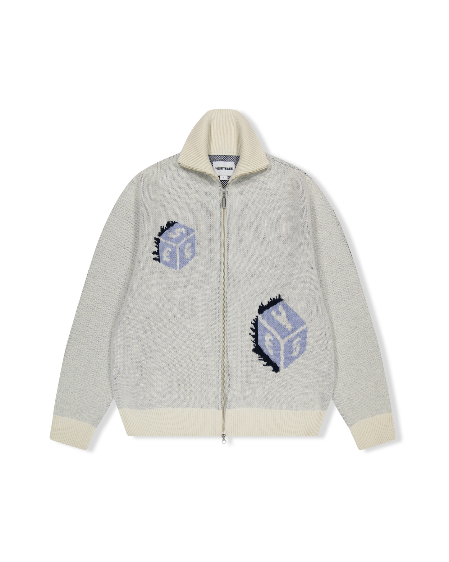 Y.E.S Dice Full Zip-up Knit Cardigan
