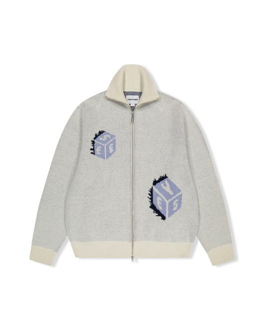 Y.E.S Dice Full Zip-up Knit Cardigan