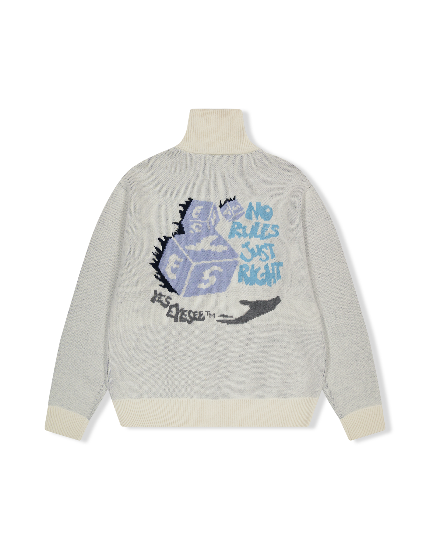 Y.E.S Dice Full Zip-up Knit Cardigan