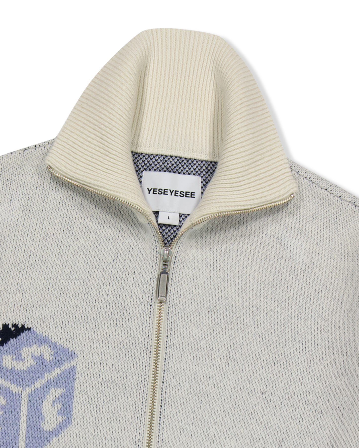Y.E.S Dice Full Zip-up Knit Cardigan