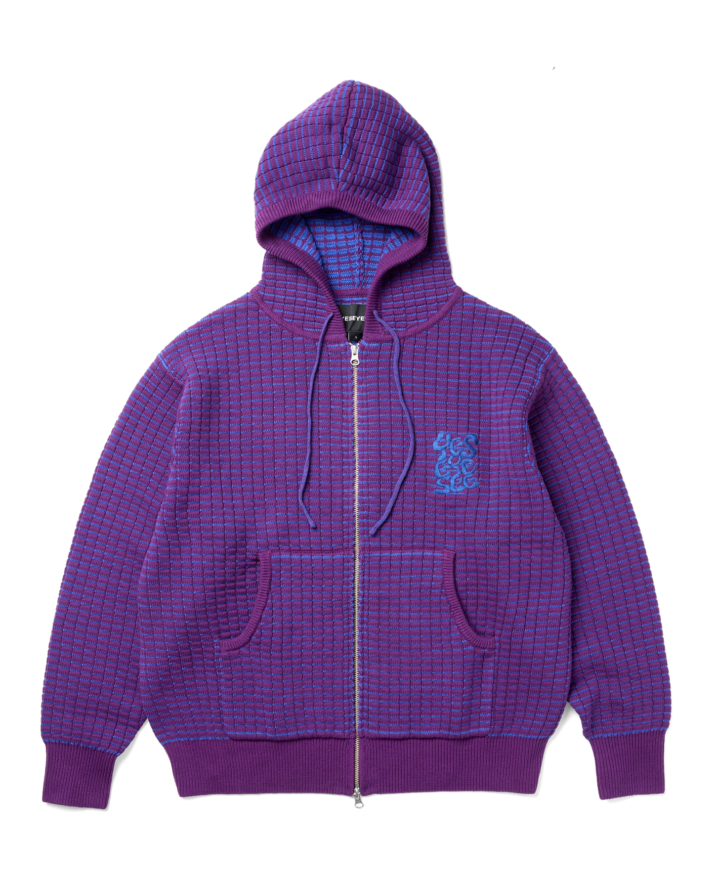 Brick Pattern Knit Zip Hoodie