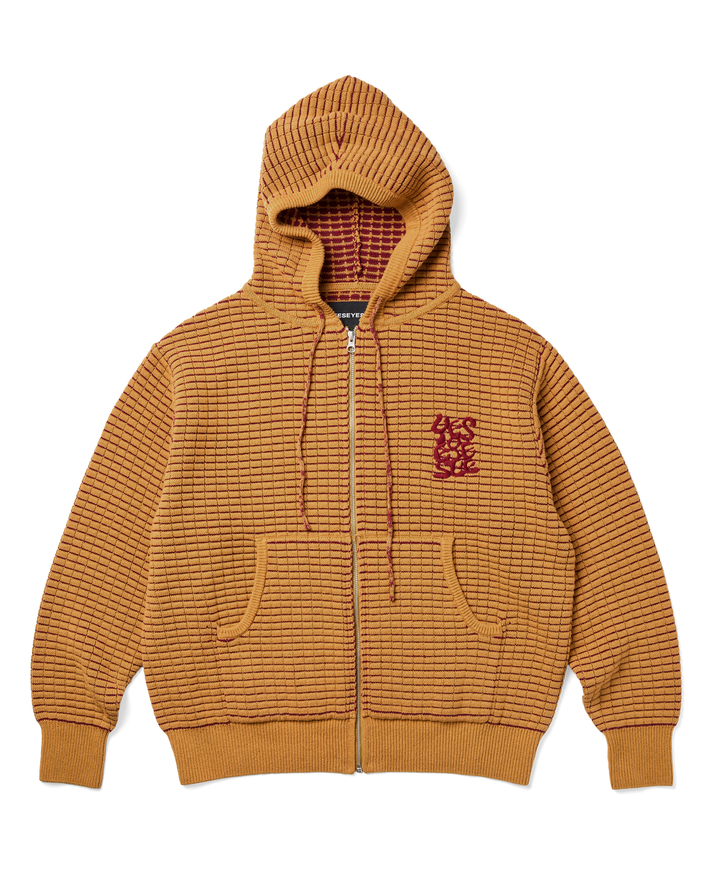 Brick Pattern Knit Zip Hoodie