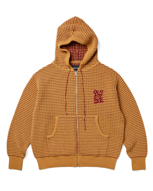 Brick Pattern Knit Zip Hoodie
