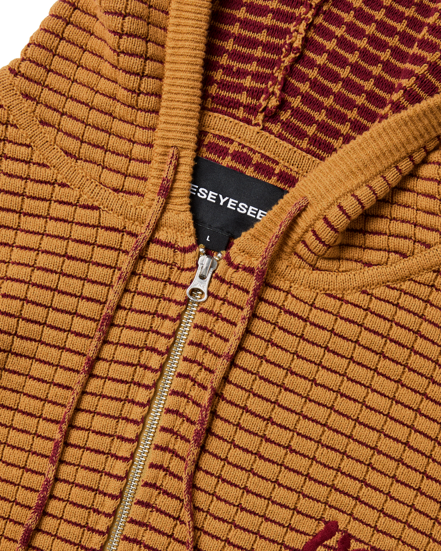 Brick Pattern Knit Zip Hoodie