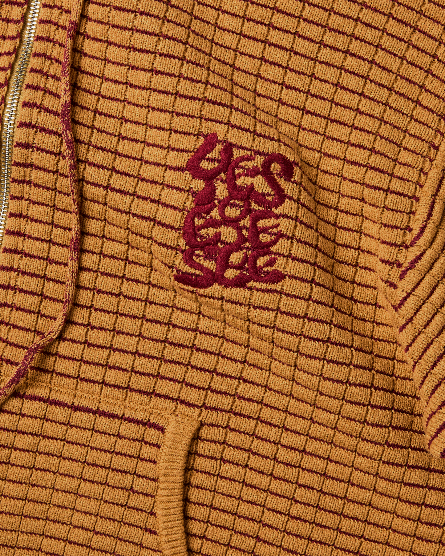 Brick Pattern Knit Zip Hoodie