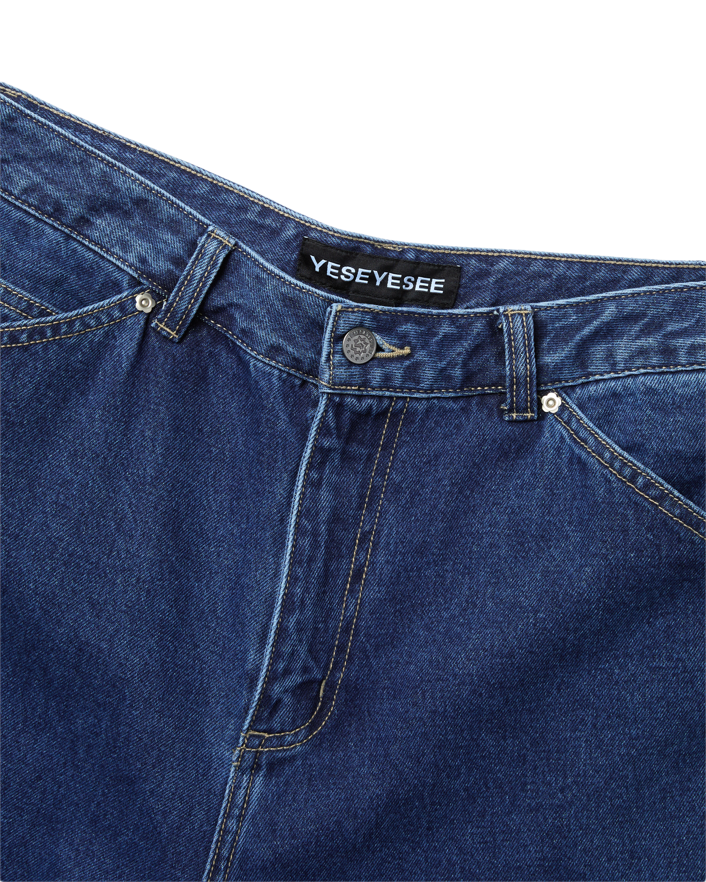 Flower Rivet Denim Pants