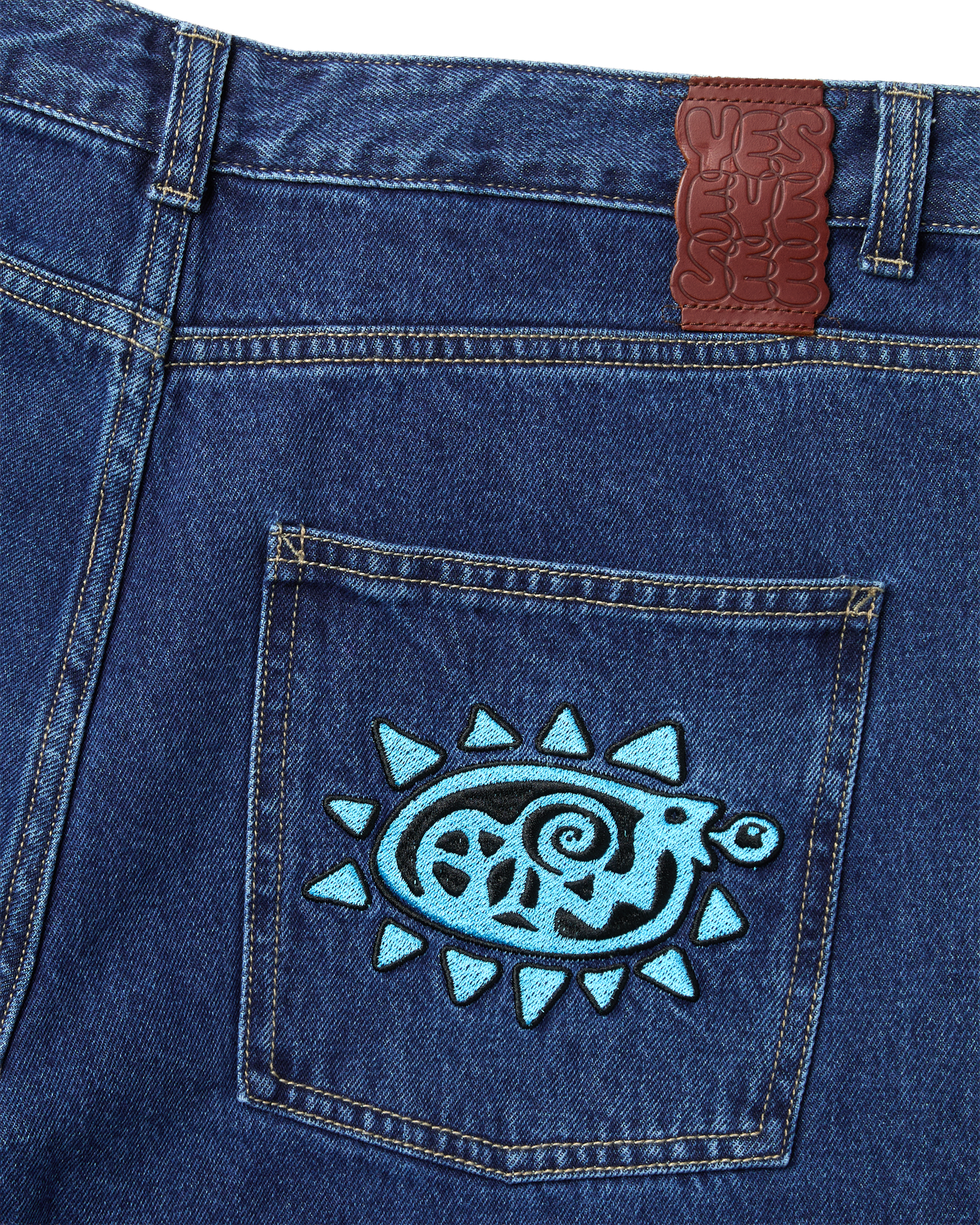 Flower Rivet Denim Pants