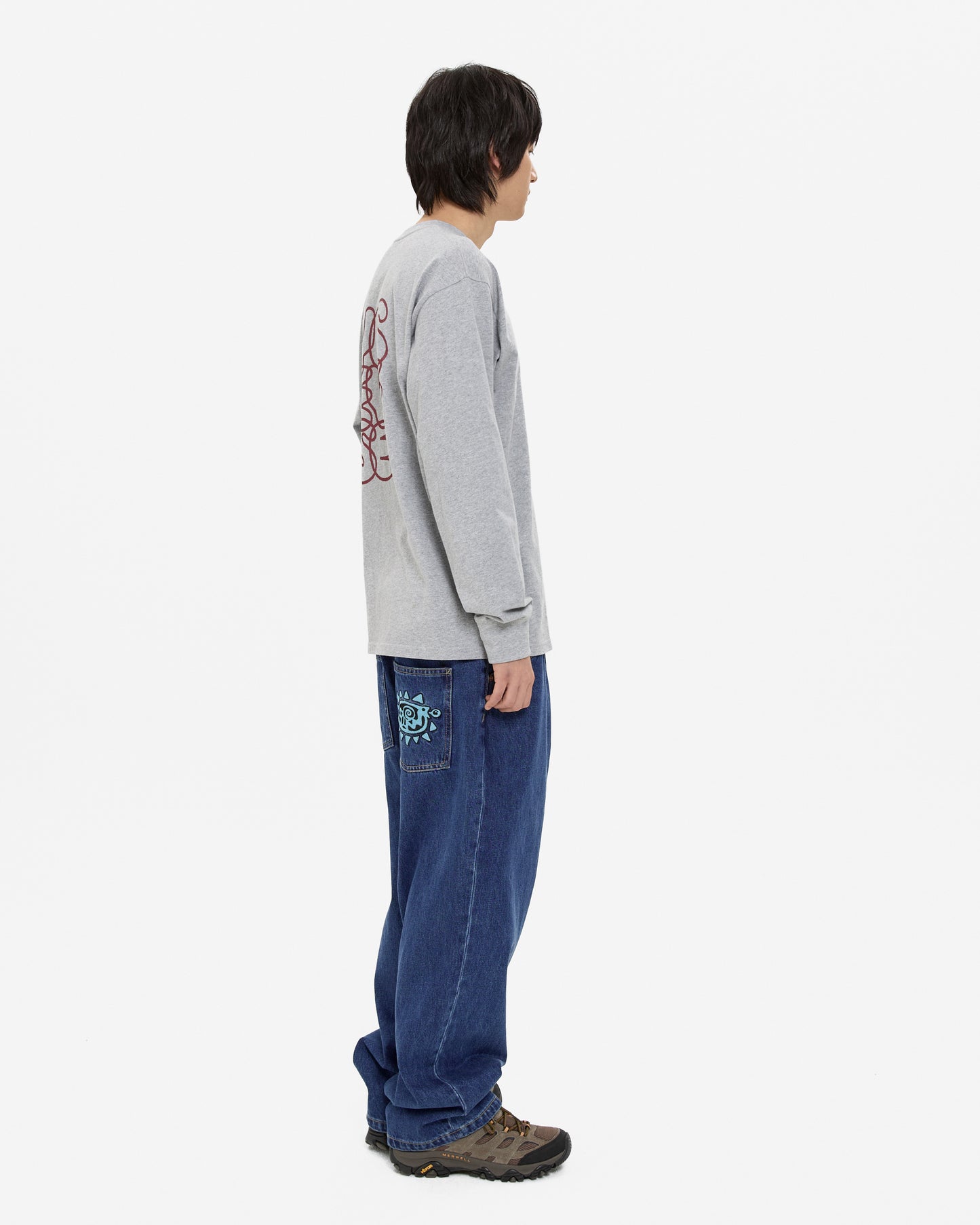 Flower Rivet Denim Pants