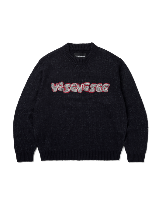Marble Pattern Logo Knit Pullover