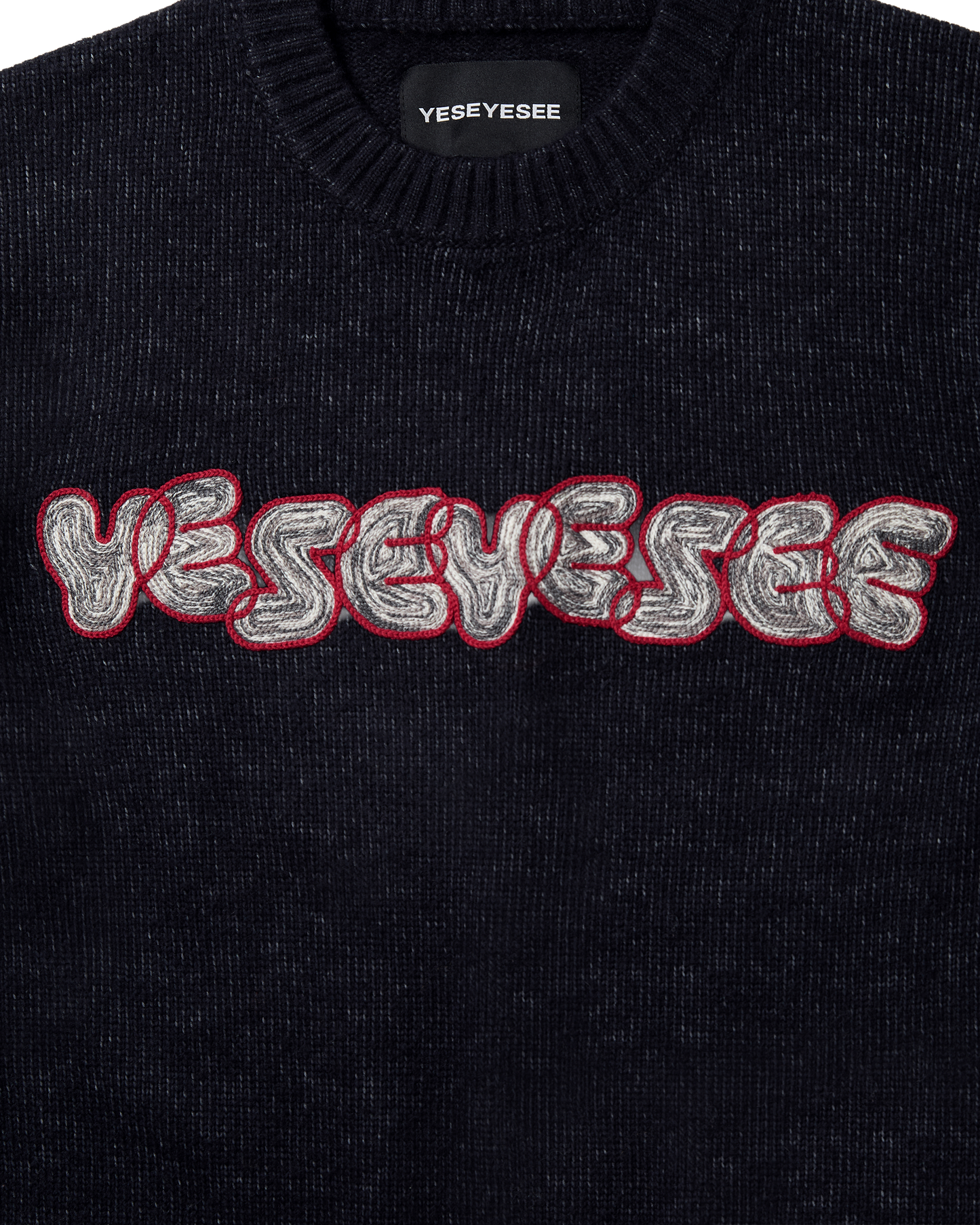 Marble Pattern Logo Knit Pullover