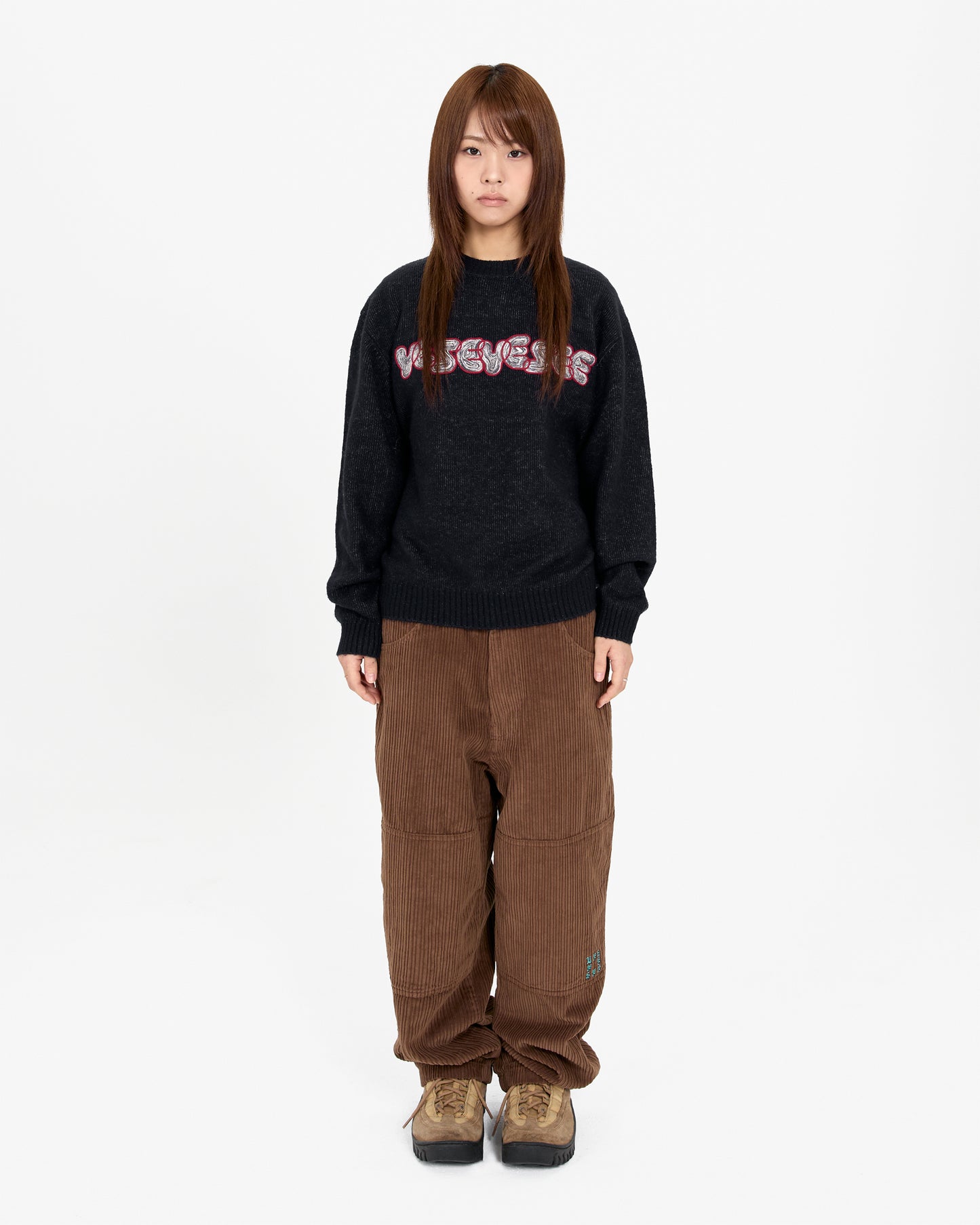 Marble Pattern Logo Knit Pullover
