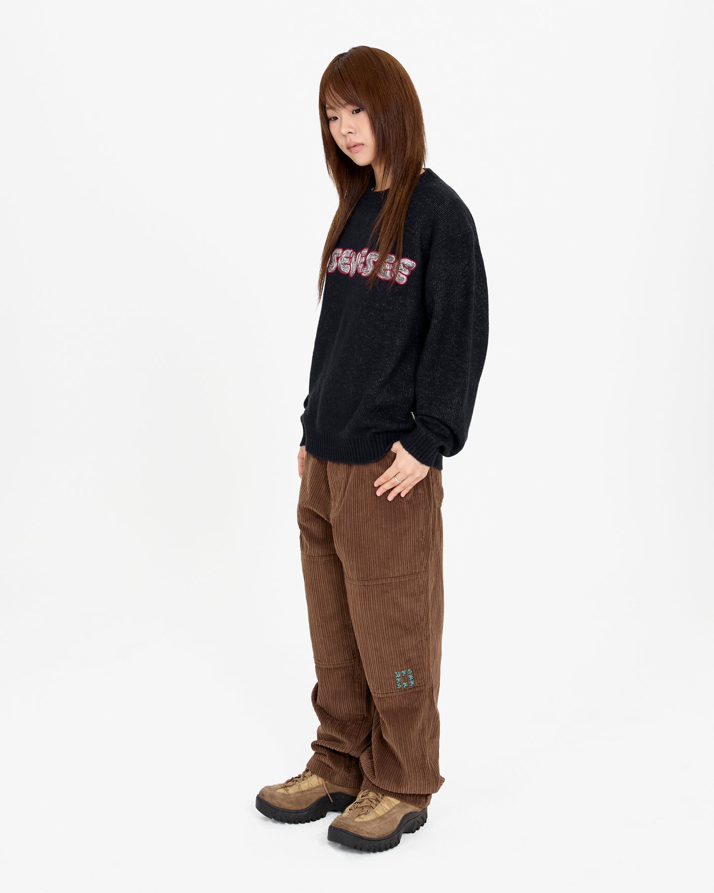 Marble Pattern Logo Knit Pullover