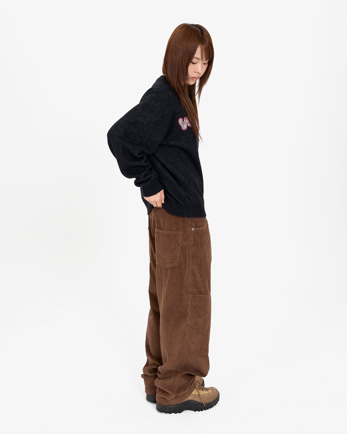 Marble Pattern Logo Knit Pullover