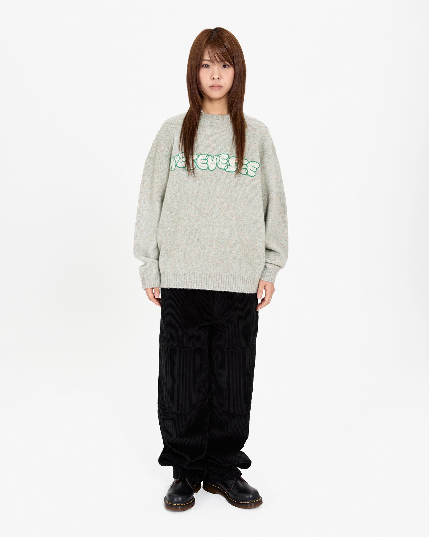 Marble Pattern Logo Knit Pullover