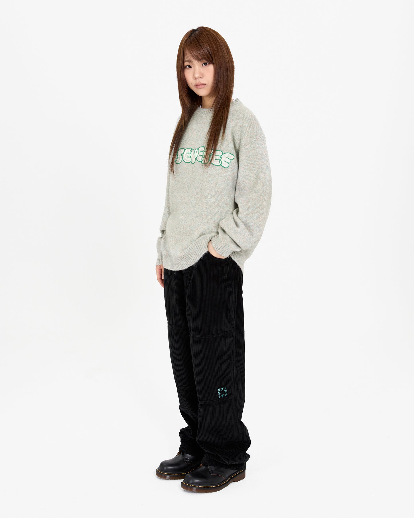 Marble Pattern Logo Knit Pullover