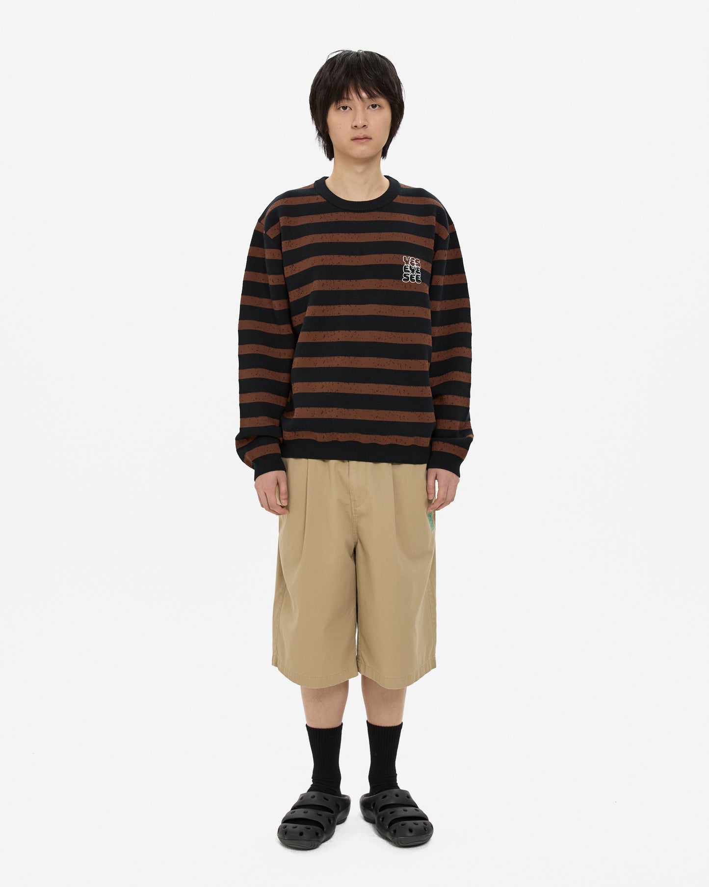 Speckled Stripe Knit Pullover
