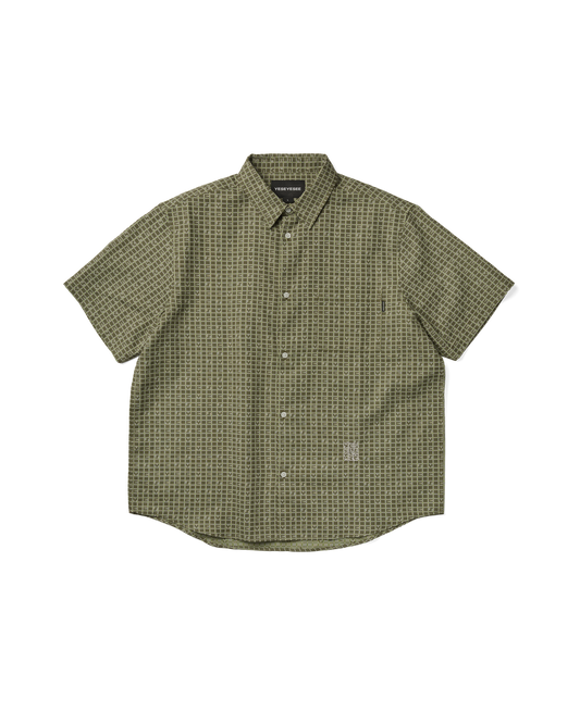 Y.E.S Font Plaid Half Shirt