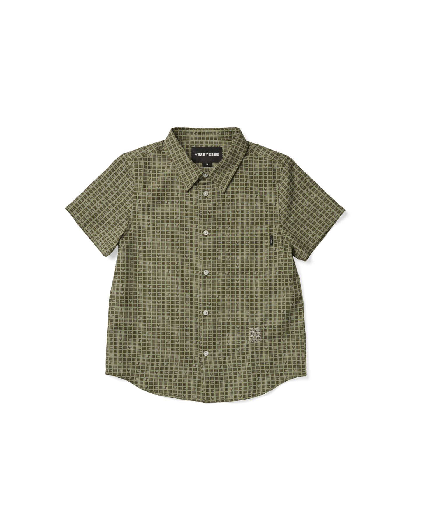 Y.E.S Font Plaid Half Shirt