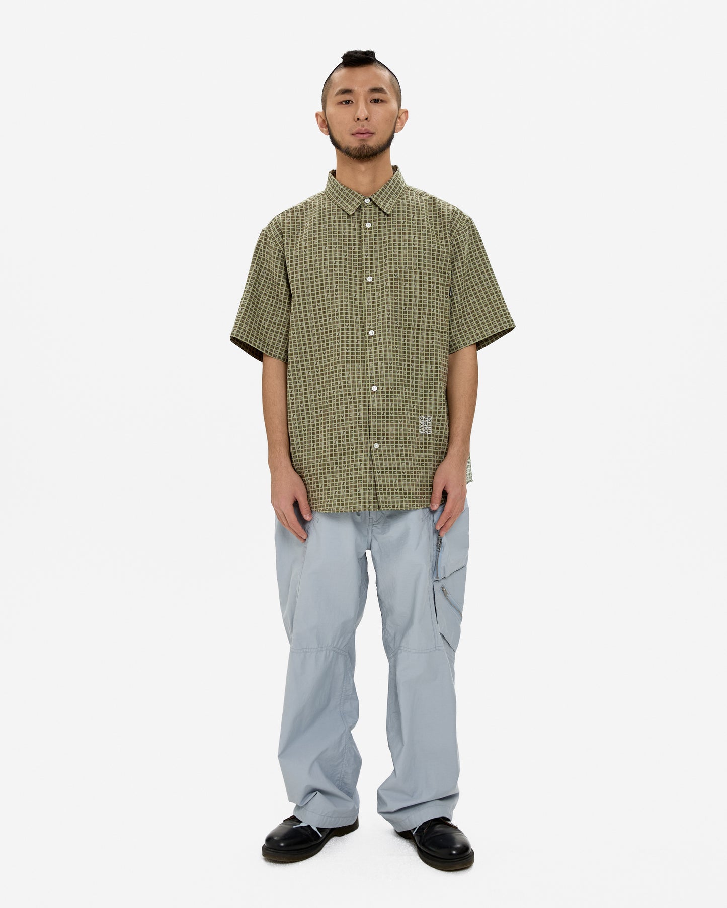 Y.E.S Font Plaid Half Shirt