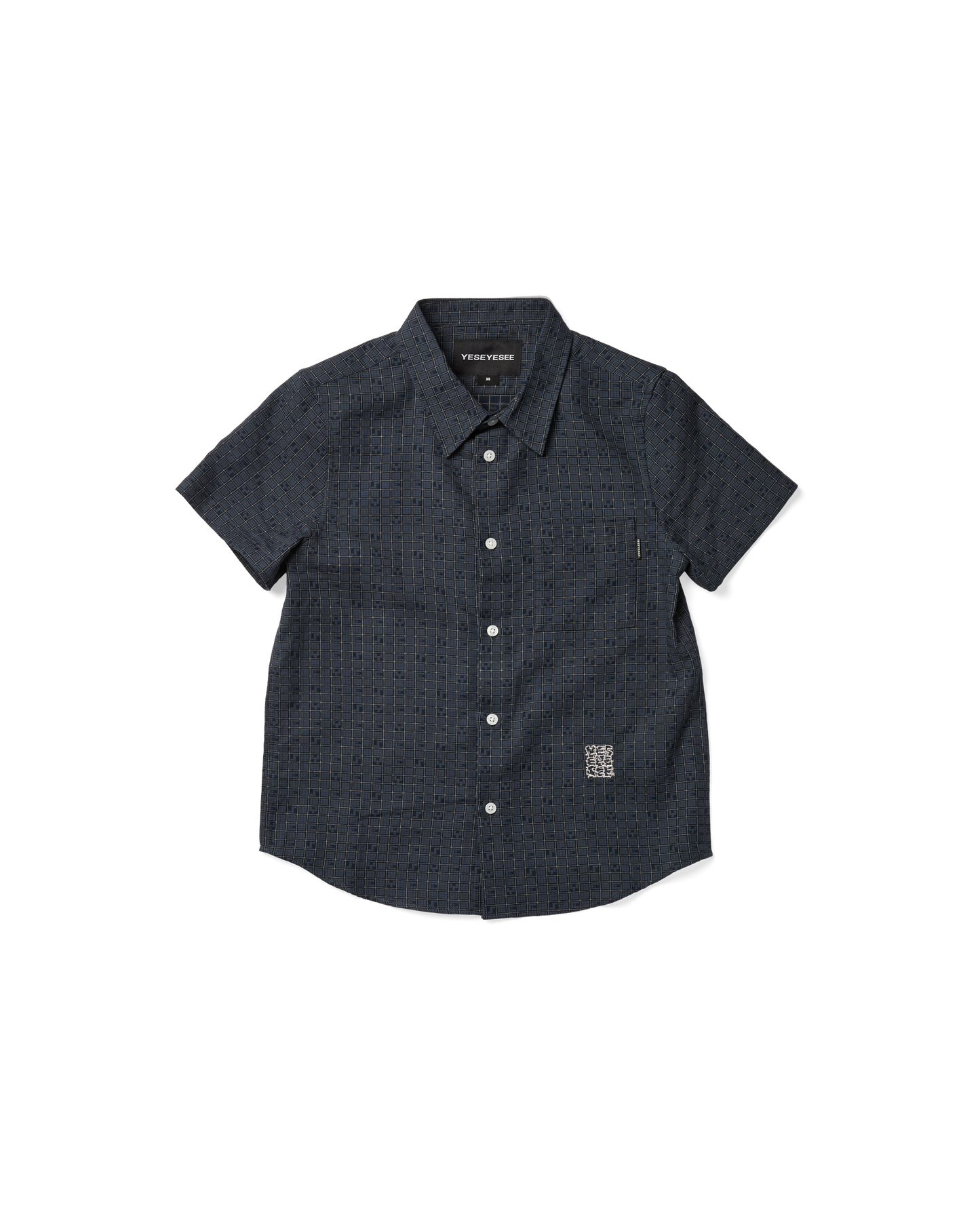 Y.E.S Font Plaid Half Shirt