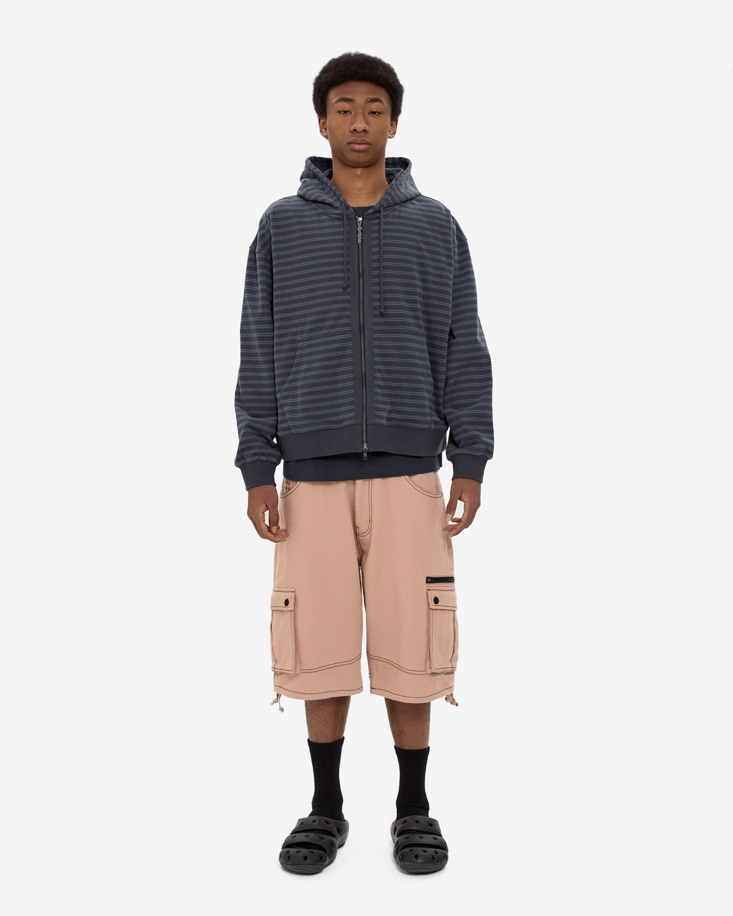 Y.E.S Stripe Single Zip-up Hoodie