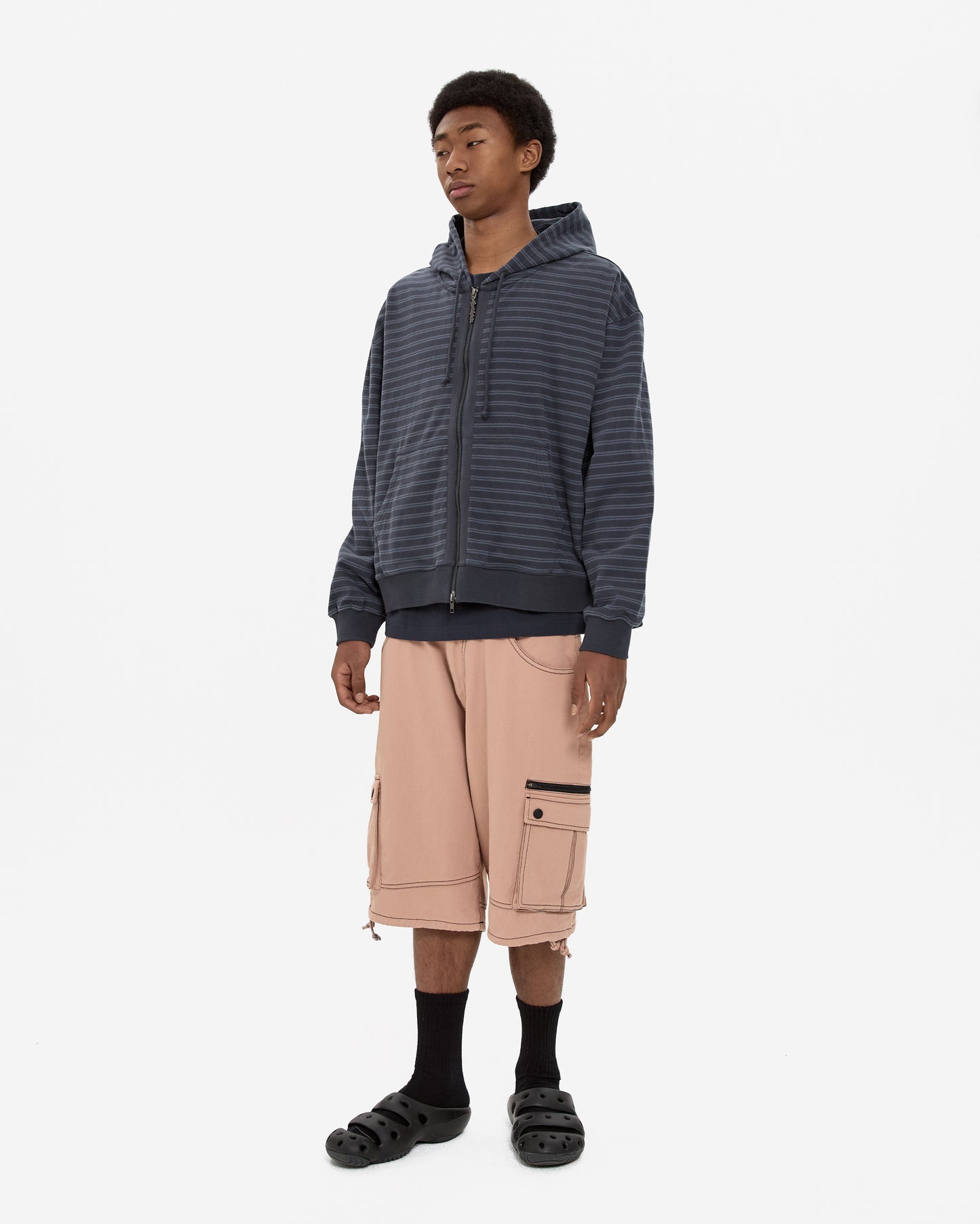 Y.E.S Stripe Single Zip-up Hoodie