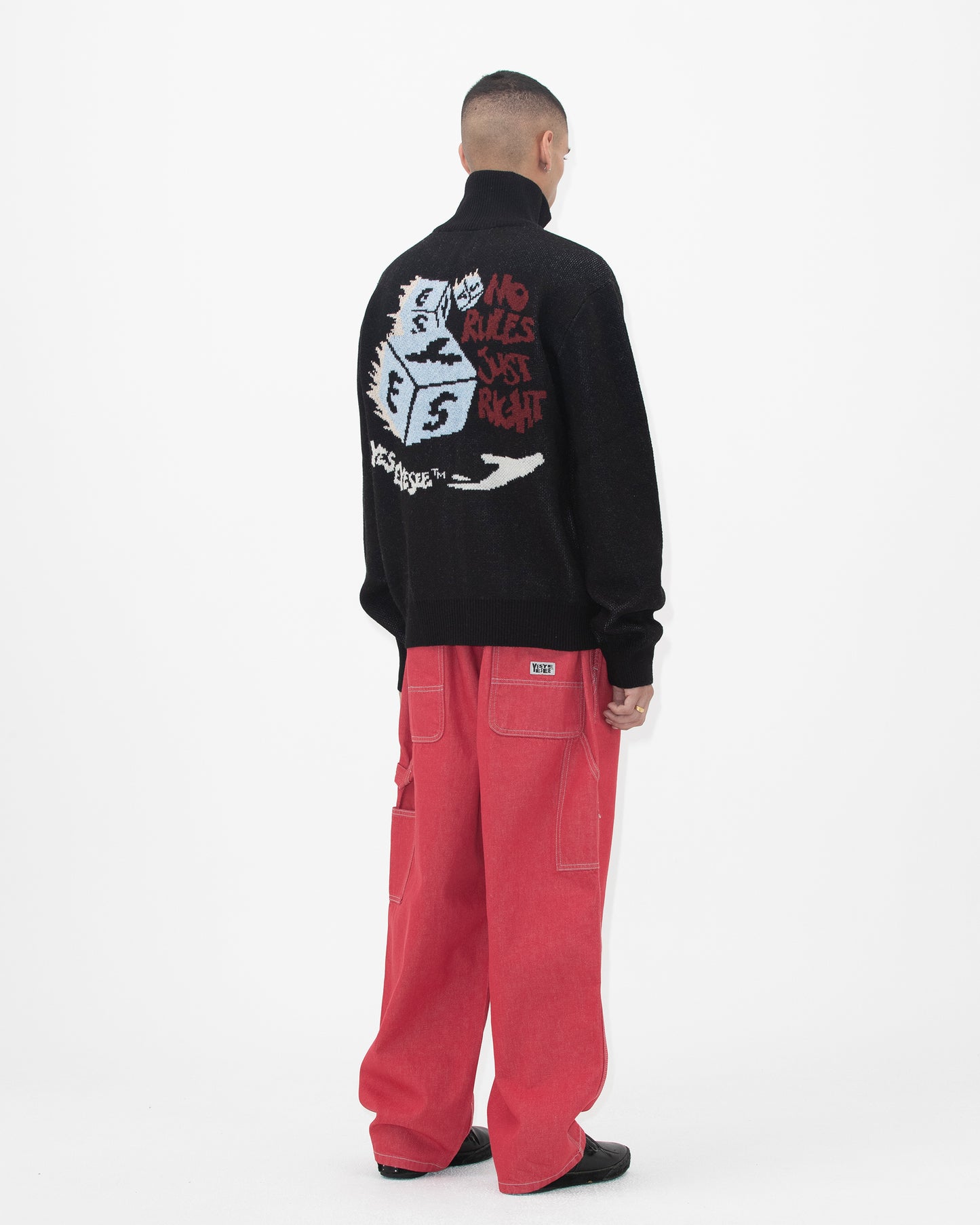 Y.E.S Dice Full Zip-up Knit Cardigan