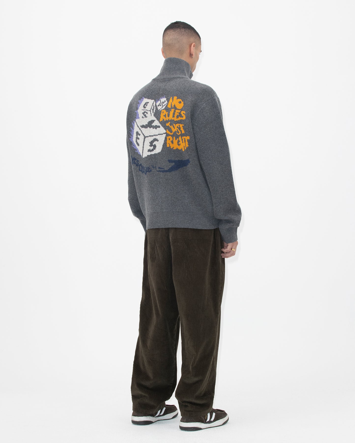Y.E.S Dice Full Zip-up Knit Cardigan