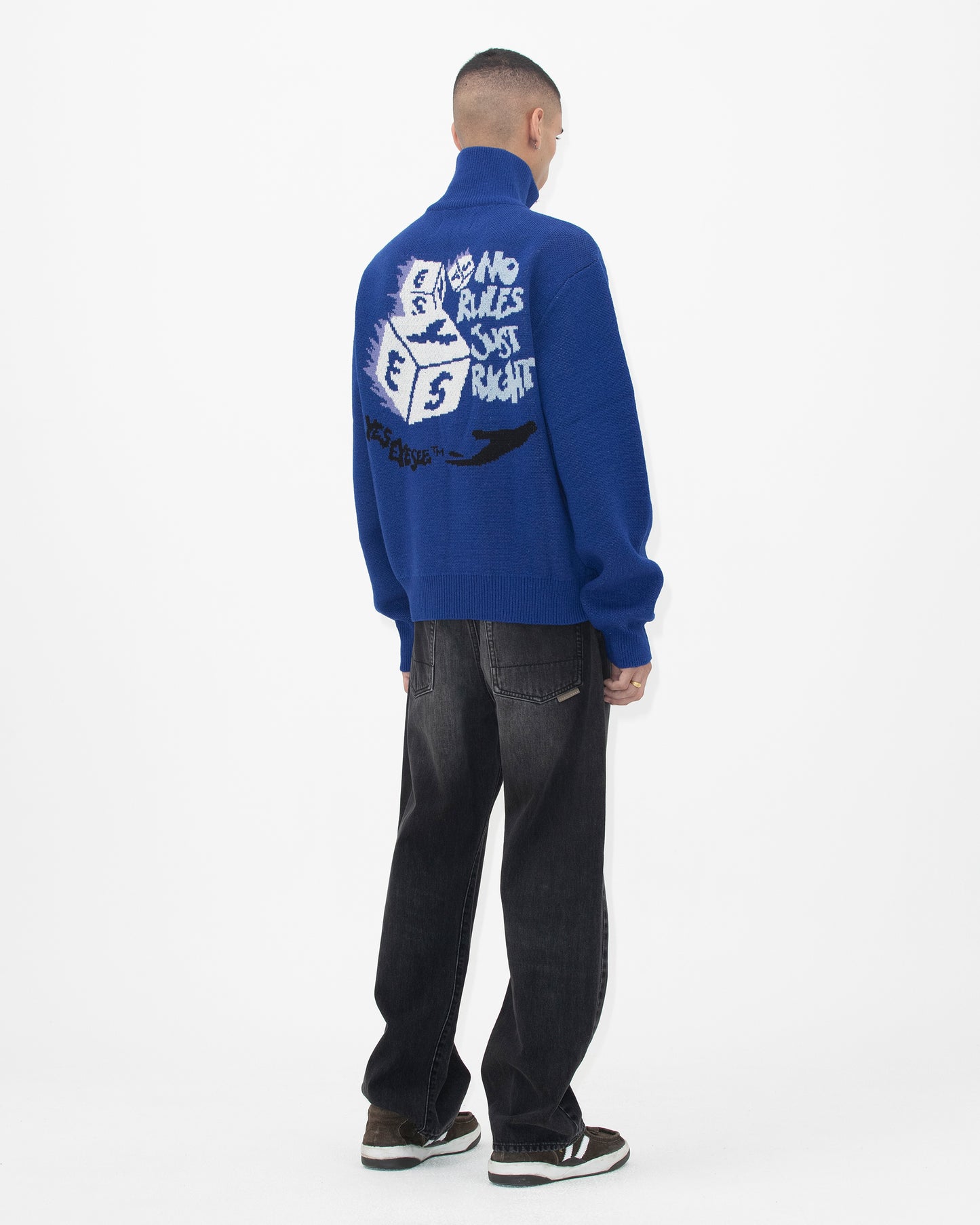 Y.E.S Dice Full Zip-up Knit Cardigan