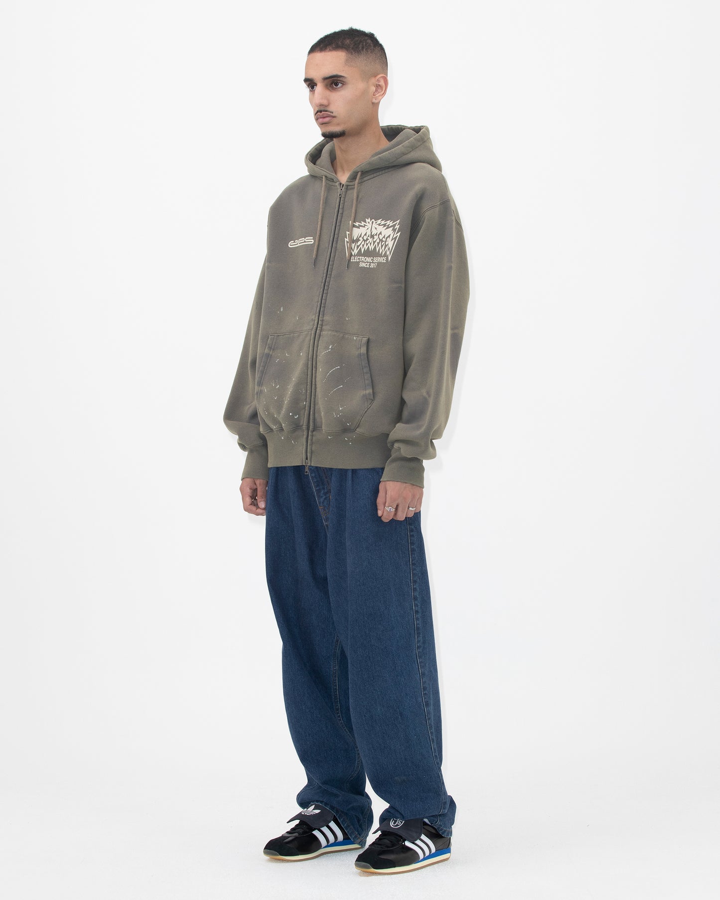 Y.E.S Painted zip up Hoodie