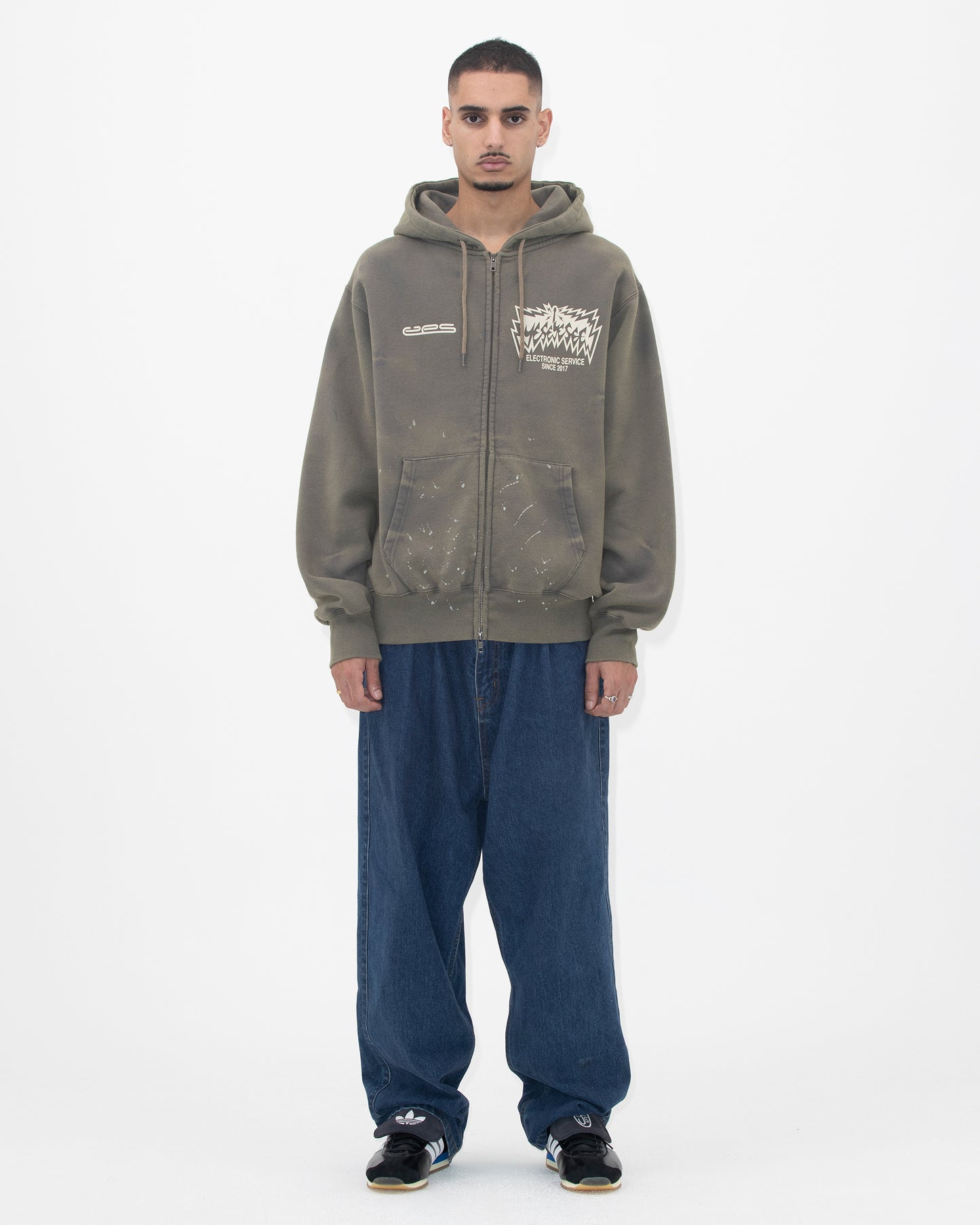 Y.E.S Painted zip up Hoodie