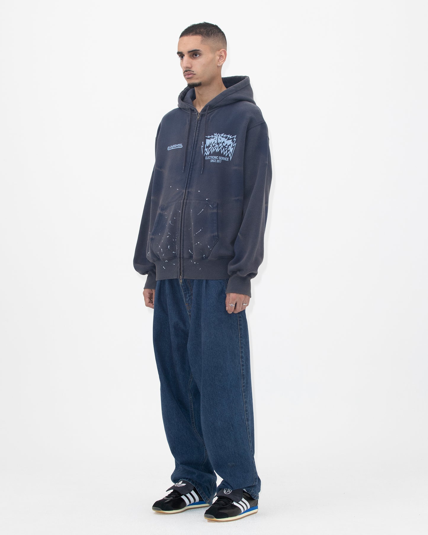 Y.E.S Painted zip up Hoodie