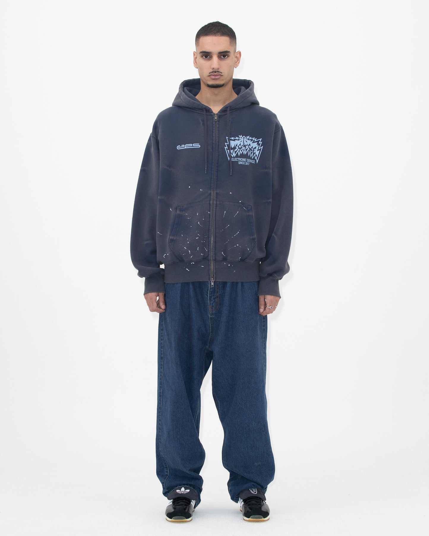 Y.E.S Painted zip up Hoodie