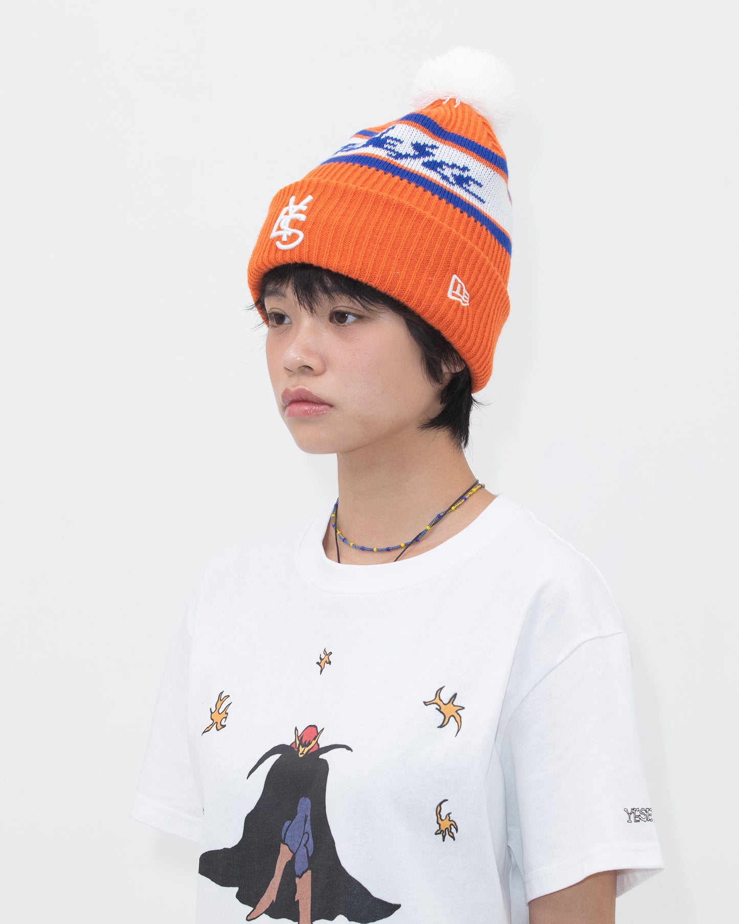Y.E.S Jacquard Pompon Knit Beanie