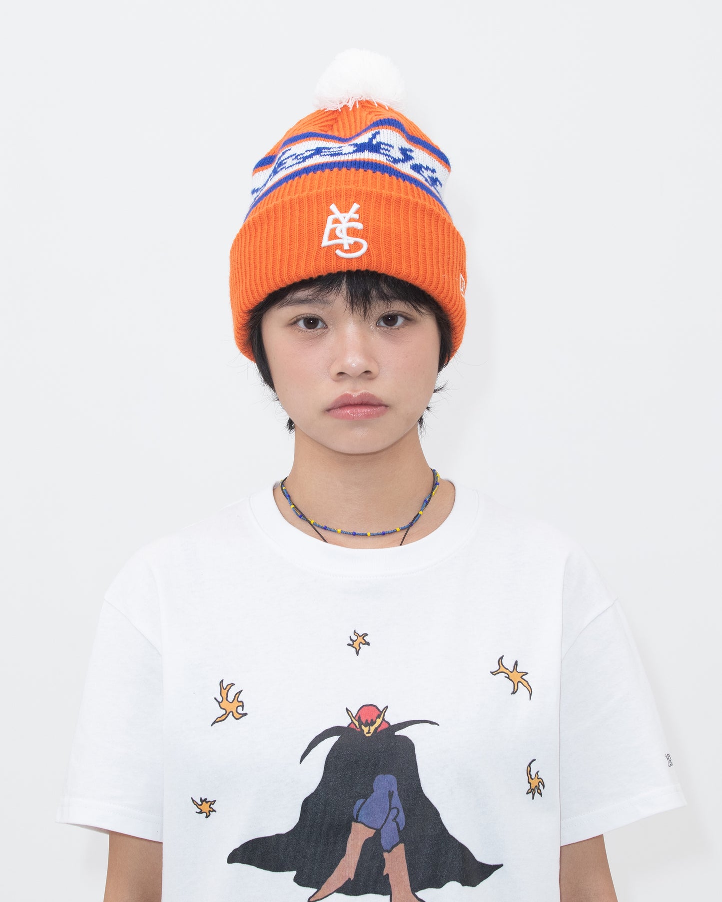 Y.E.S Jacquard Pompon Knit Beanie