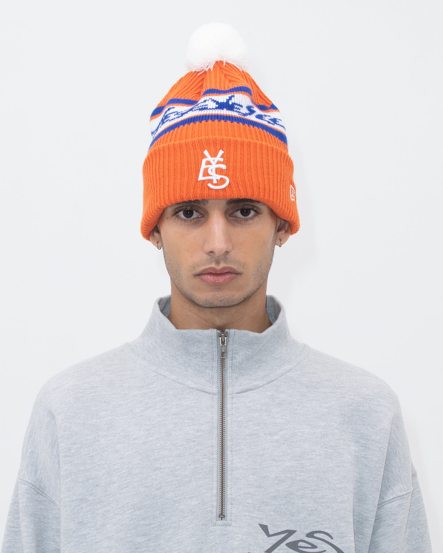 Y.E.S Jacquard Pompon Knit Beanie