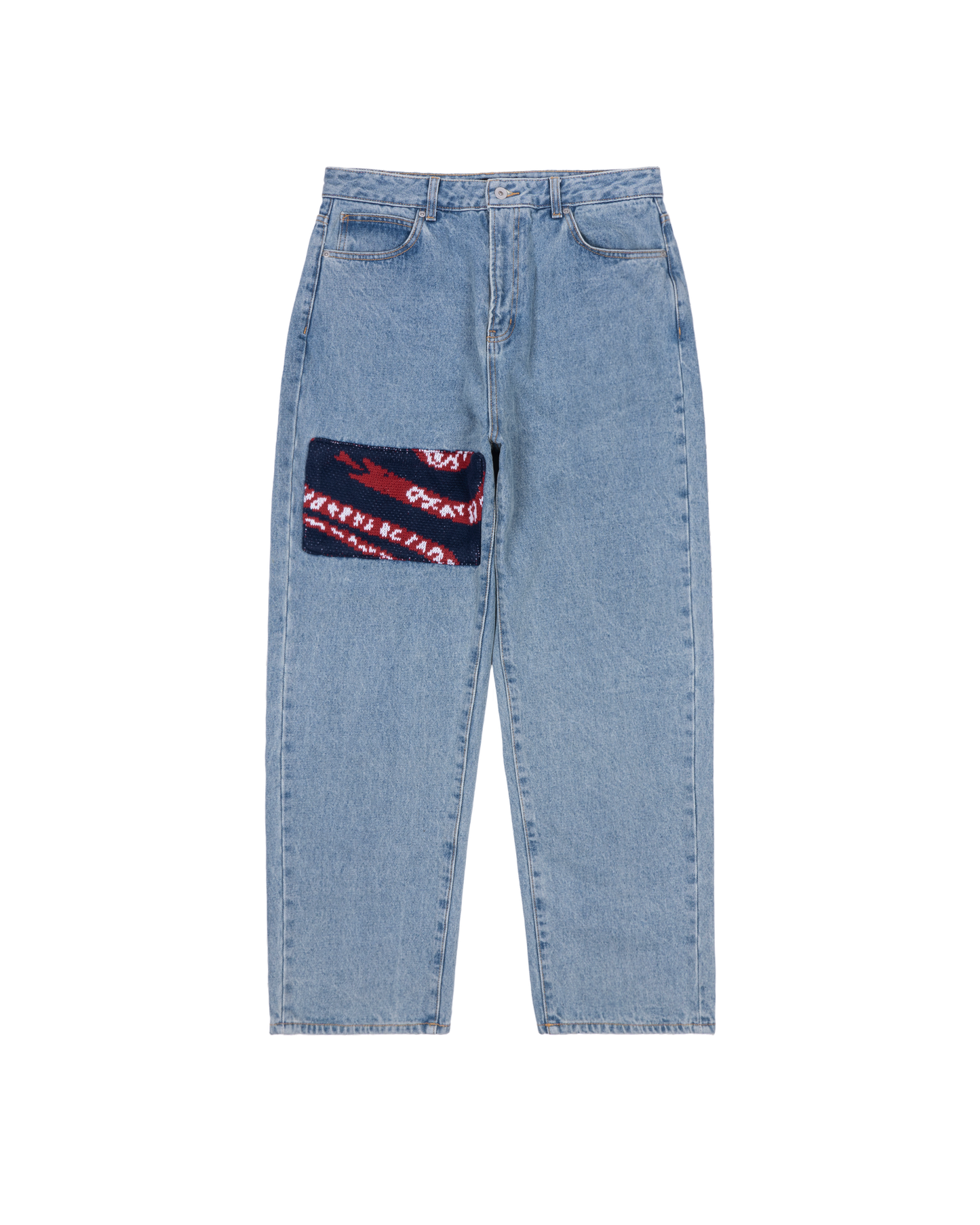 Knit Patched Jeans