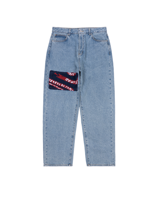 Knit Patched Jeans