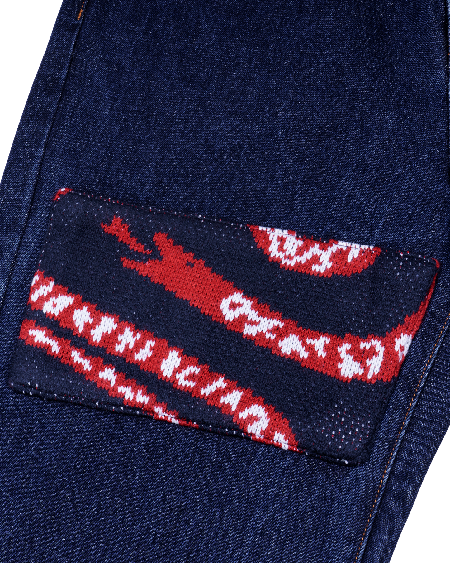 Knit Patched Jeans