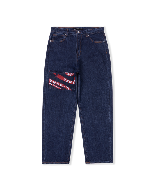 Knit Patched Jeans